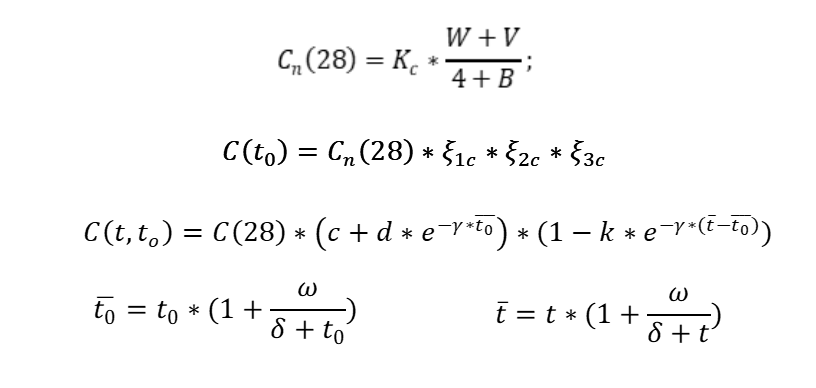 Формулы для вычисления меры линейной ползучести