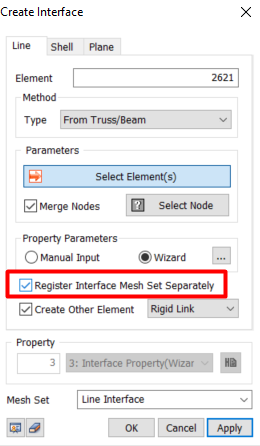 Активация опции «Register Interface Mesh Set Separetely» для разделения интерфейса