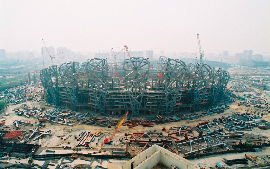 Строительство Пекинского национального стадиона