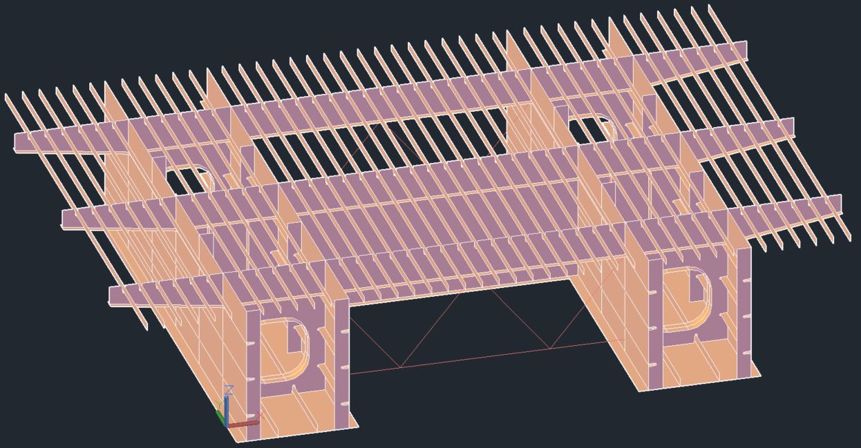 Геометрия конструкции, созданная в AutoCAD без верхней пластины